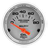 GAUGE; OIL PRESSURE; 2 1/16in.; 80PSI; ELECTRIC; MARINE CHROME