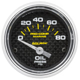 GAUGE; OIL PRESSURE; 2 1/16in.; 80PSI; ELECTRIC; MARINE CARBON FIBER