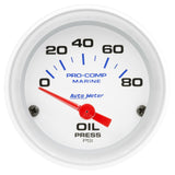 GAUGE; OIL PRESSURE; 2 1/16in.; 80PSI; ELECTRIC; MARINE WHITE