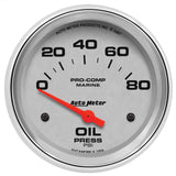 GAUGE; OIL PRESSURE; 2 5/8in.; 80PSI; ELECTRIC; MARINE CHROME