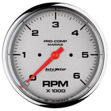 5in. IN-DASH TACHOMETER; 0-6;000 RPM; MARINE CHROME ULTRA-LITE