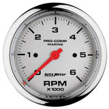 3-3/8in. IN-DASH TACHOMETER; 0-6;000 RPM; MARINE CHROME ULTRA-LITE