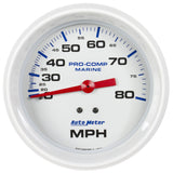 GAUGE; SPEEDOMETER; 3 3/8in.; 80MPH; MECHANICAL; MARINE WHITE