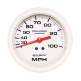 GAUGE; SPEEDOMETER; 3 3/8in.; 100MPH; MECHANICAL; MARINE WHITE