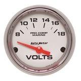 GAUGE; VOLTMETER; 2 1/16in.; 18V; ELECTRIC; MARINE CHROME