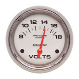 GAUGE; VOLTMETER; 2 5/8in.; 18V; ELECTRIC; MARINE CHROME