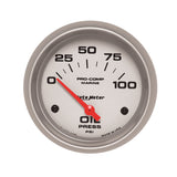 GAUGE; OIL PRESSURE; 2 5/8in.; 100PSI; ELECTRIC; MARINE SILVER