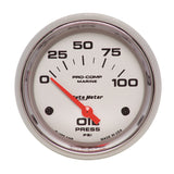 GAUGE; OIL PRESSURE; 2 5/8in.; 100PSI; ELECTRIC; MARINE CHROME