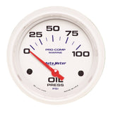 GAUGE; OIL PRESSURE; 2 5/8in.; 100PSI; ELECTRIC; MARINE WHITE