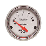 GAUGE; FUEL LEVEL; 2 1/16in.; 240OE TO 33OF; ELEC; MARINE CHROME