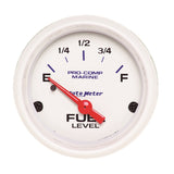 GAUGE; FUEL LEVEL; 2 1/16in.; 240OE TO 33OF; ELEC; MARINE WHITE