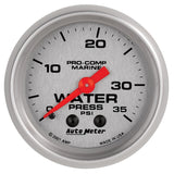 GAUGE; WATER PRESS; 2 1/16in.; 35PSI; MECHANICAL; MARINE SILVER