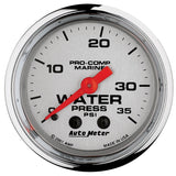 GAUGE; WATER PRESS; 2 1/16in.; 35PSI; MECHANICAL; MARINE CHROME