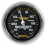 GAUGE; VAC/BOOST; 2 1/16in.; 30INHG-20PSI; MECHANICAL; MARINE CARBON FIBER