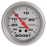 GAUGE; VAC/BOOST; 2 5/8in.; 30INHG-30PSI; MECHANICAL; MARINE SILVER