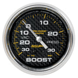 GAUGE; VAC/BOOST; 2 5/8in.; 30INHG-30PSI; MECHANICAL; MARINE CARBON FIBER