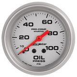 GAUGE; OIL PRESSURE; 2 5/8in.; 100PSI; MECHANICAL; MARINE SILVER