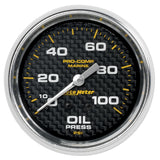 GAUGE; OIL PRESSURE; 2 5/8in.; 100PSI; MECHANICAL; MARINE CARBON FIBER