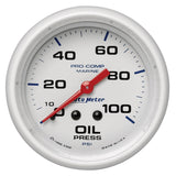 GAUGE; OIL PRESSURE; 2 5/8in.; 100PSI; MECHANICAL; MARINE WHITE