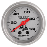 GAUGE; OIL PRESSURE; 2 1/16in.; 100PSI; MECHANICAL; MARINE SILVER