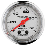 GAUGE; OIL PRESSURE; 2 1/16in.; 100PSI; MECHANICAL; MARINE CHROME