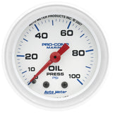 GAUGE; OIL PRESSURE; 2 1/16in.; 100PSI; MECHANICAL; MARINE WHITE