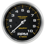 5in. IN-DASH TACHOMETER; 0-10;000 RPM; MARINE CARBON FIBER