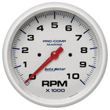 5in. IN-DASH TACHOMETER; 0-10;000 RPM; MARINE WHITE