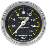 GAUGE; PYROMETER; 2 1/16in.; 0-1;600deg.F; MARINE CARBON FIBER