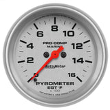 2-5/8in. PYROMETER; 0-1;600 deg.F; MARINE SILVER ULTRA-LITE