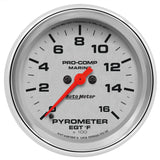 2-5/8in. PYROMETER; 0-1;600 deg.F; MARINE CHROME ULTRA-LITE