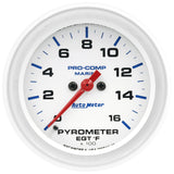 2-5/8in. PYROMETER; 0-1;600 deg.F; MARINE SILVER WHITE