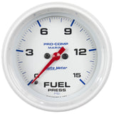 GAUGE; FUEL PRESSURE; 2 1/16in.; 15PSI; DIGITAL STEPPER MOTOR; MARINE WHITE