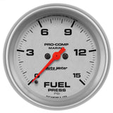 GAUGE; FUEL PRESSURE; 2 5/8in.; 15PSI; DIGITAL STEPPER MOTOR; MARINE SILVER