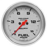 GAUGE; FUEL PRESSURE; 2 5/8in.; 15PSI; DIGITAL STEPPER MOTOR; MARINE CHROME