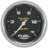 GAUGE; FUEL PRESSURE; 2 5/8in.; 15PSI; DIGITAL STEPPER MOTOR; MARINE CARBON FIBE