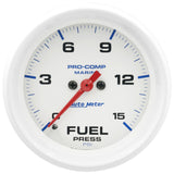 GAUGE; FUEL PRESSURE; 2 5/8in.; 15PSI; DIGITAL STEPPER MOTOR; MARINE WHITE