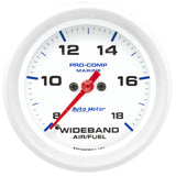 GAUGE; AIR/FUEL RATIO-WIDEBAND; ANALOG; 2 5/8in.; 8:1-18:1; STPR MTR; MARINE WHI