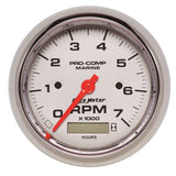 GAUGE; TACHOMETER; 3 3/8in.; 7K RPM; W/HOURMETER; MARINE CHROME