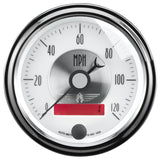 GAUGE; SPEEDO; 3 3/8in.; 120MPH; ELEC. PROGRAM W/LCD ODO; PRESTIGE PEARL