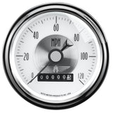 GAUGE; SPEEDO; 3 3/8in.; 120MPH; ELEC. PROGRAM W/WHEEL ODO; PRESTIGE PEARL