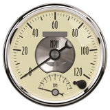 GAUGE; TACH/SPEEDO; 5in.; 120MPH/8K RPM; ELEC. PROGRAM.; PRESTIGE ANTQ. IVORY