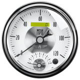 GAUGE; TACH/SPEEDO; 5in.; 120MPH/8K RPM; ELEC. PROGRAM.; PRESTIGE PEARL