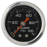 GAUGE; PRESS; 1.5in. DIRECT MNT; 100PSI; LIQUID FILLED MECH; BLK; 1/8in. NPTF MA