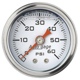 GAUGE; PRESSURE; 1.5in. DIRECT MNT; 60PSI; LIQUID FILLED MECH; WHT; 1/8in. NPTF