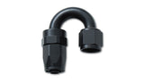 180 Degree Hose End Fitting; Hose Size: -6AN; 6061 Aluminum; Anodized Black;