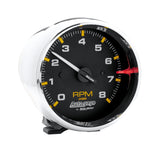 GAUGE; TACH; 3 3/4in.; 8K RPM; PEDESTAL; BLK DIAL CHROME CASE; AUTOGAGE