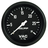 GAUGE; VACUUM; 2 5/8in.; 30INHG; MECHANICAL; BLACK; AUTOGAGE