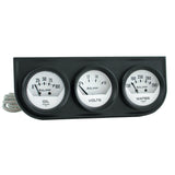 GAUGE CONSOLE; OILP/WTMP/VOLT; 2in.; 100PSI/280deg.F/16V; WHT DIAL; BLK BZL; AG