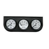 GAUGE CONSOLE; OILP/WTMP/VOLT; 2in.; 100PSI/280deg.F/16V; WHT DIAL; BLK BZL; AG